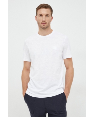 BOSS t-shirt bawełniany BOSS ORANGE kolor biały gładki
