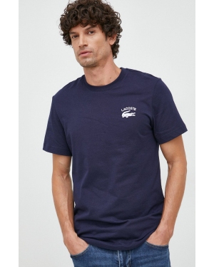 Lacoste t-shirt bawełniany kolor granatowy z aplikacją