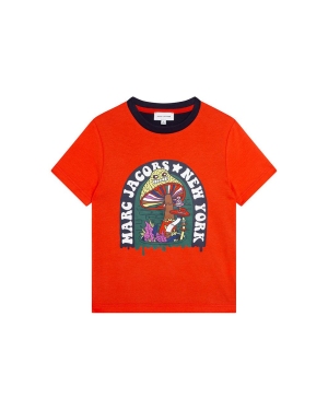 Marc Jacobs t-shirt bawełniany dziecięcy kolor czerwony z nadrukiem