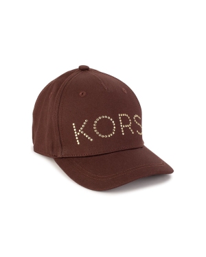 Michael Kors czapka dziecięca kolor brązowy z aplikacją