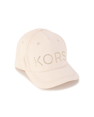 Michael Kors czapka dziecięca kolor beżowy z aplikacją