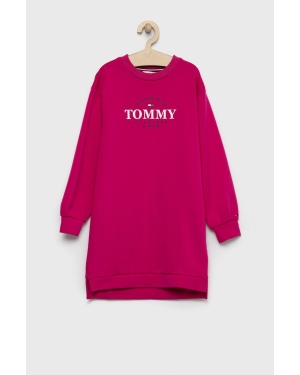 Tommy Hilfiger sukienka dziecięca kolor różowy midi prosta