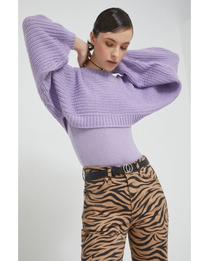 JDY komplet sweter i top damski kolor fioletowy