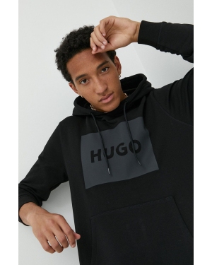 HUGO bluza bawełniana męska kolor czarny z kapturem