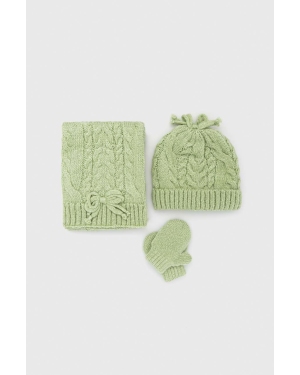 Mayoral czapka, szalik i rękawiczki dziecięce kolor zielony