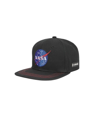 Capslab czapka z daszkiem bawełniana X NASA kolor czarny z aplikacją