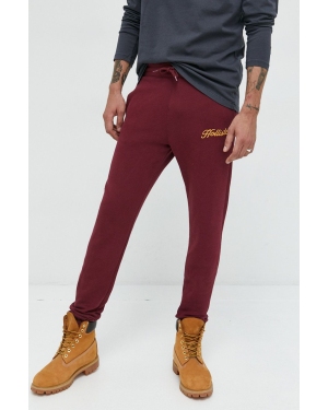 Hollister Co. spodnie dresowe męskie kolor bordowy z aplikacją