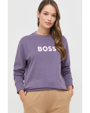 BOSS bluza bawełniana 50468357 damska kolor fioletowy z nadrukiem 50468357