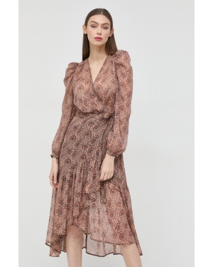 Morgan sukienka kolor brązowy midi rozkloszowana