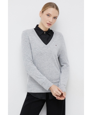 Tommy Hilfiger sweter wełniany damski kolor szary lekki