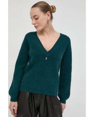 Patrizia Pepe sweter wełniany damski kolor zielony lekki