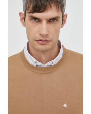 Manuel Ritz sweter wełniany męski kolor brązowy lekki