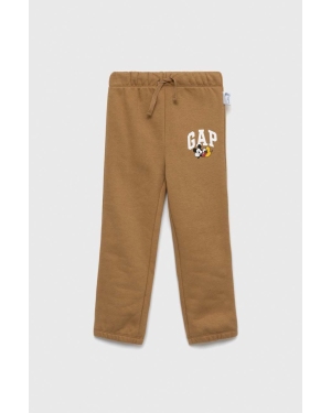 GAP spodnie dresowe dziecięce x Disney kolor brązowy gładkie
