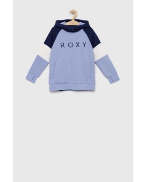 Roxy bluza dziecięca kolor fioletowy z kapturem wzorzysta