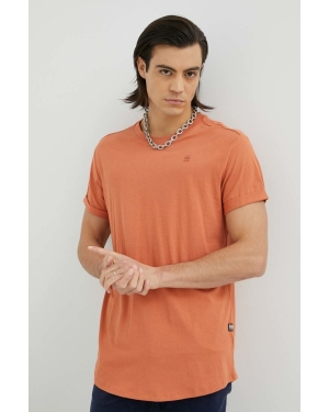 G-Star Raw t-shirt bawełniany kolor brązowy gładki