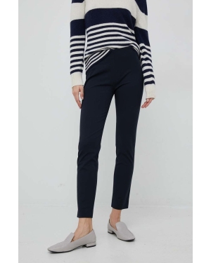 Lauren Ralph Lauren spodnie damskie kolor granatowy proste medium waist