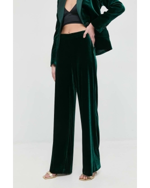Luisa Spagnoli spodnie z domieszką jedwabiu Omologo damskie kolor zielony proste high waist