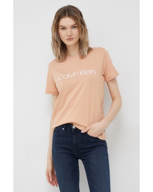 Calvin Klein t-shirt bawełniany kolor pomarańczowy