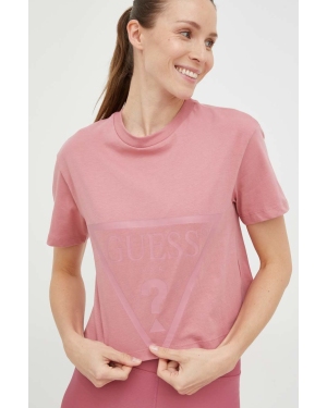 Guess t-shirt bawełniany ADELE kolor różowy V2YI06 K8HM0