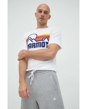 Marmot t-shirt bawełniany kolor biały z nadrukiem