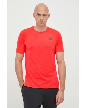 New Balance t-shirt do biegania NYC Marathon Q Speed kolor czerwony gładki