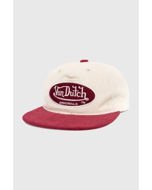Von Dutch czapka z daszkiem bawełniana kolor czerwony z aplikacją