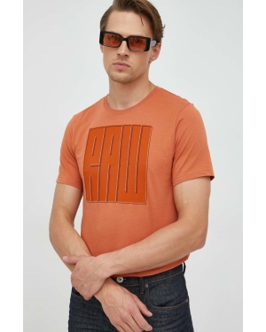 G-Star Raw t-shirt bawełniany kolor pomarańczowy z nadrukiem