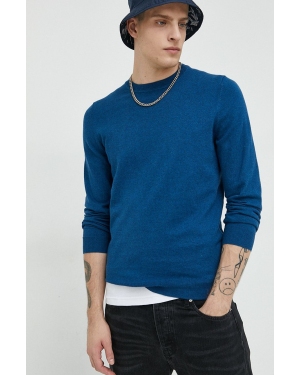 Superdry sweter z domieszką kaszmiru męski kolor niebieski lekki