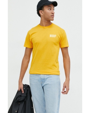 HUF t-shirt bawełniany kolor pomarańczowy z nadrukiem