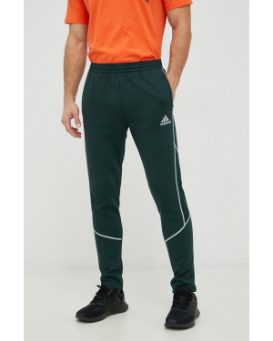 Adidas spodnie dresowe męskie kolor zielony gładkie