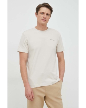 Calvin Klein t-shirt bawełniany kolor beżowy
