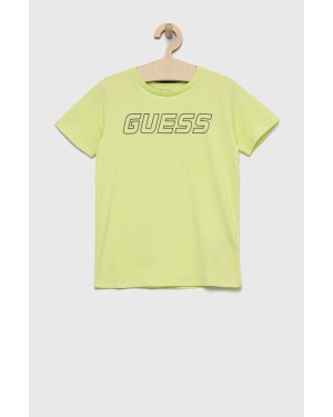 Guess t-shirt dziecięcy kolor zielony z nadrukiem