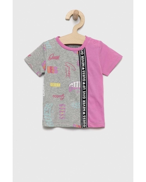 Guess t-shirt dziecięcy kolor fioletowy