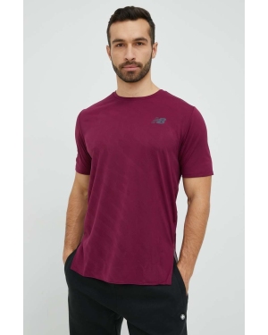 New Balance t-shirt do biegania Q Speed kolor bordowy gładki