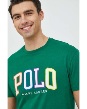 Polo Ralph Lauren t-shirt bawełniany kolor zielony z aplikacją