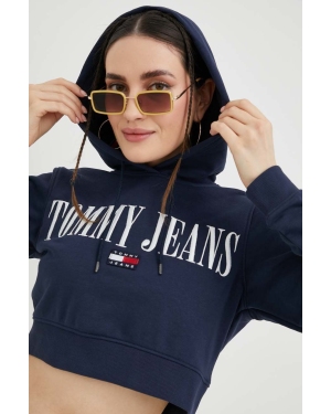 Tommy Jeans bluza damska kolor granatowy z kapturem z aplikacją