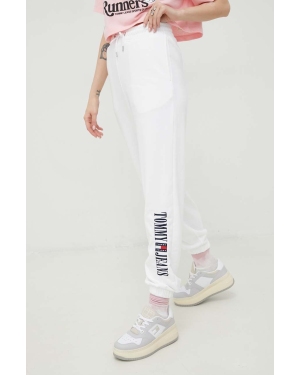 Tommy Jeans spodnie dresowe damskie kolor biały z aplikacją