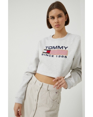 Tommy Jeans bluza damska kolor szary z aplikacją
