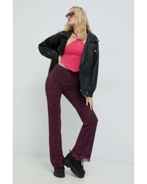 Tommy Jeans spodnie damskie kolor różowy dopasowane high waist