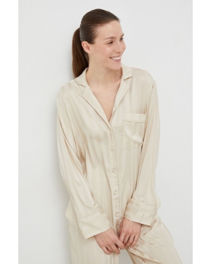 Abercrombie & Fitch koszula piżamowa damska kolor beżowy satynowa