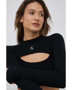 Calvin Klein Jeans longsleeve damska kolor czarny gładka
