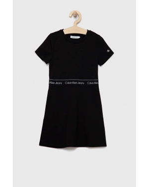 Calvin Klein Jeans sukienka dziecięca kolor czarny midi prosta