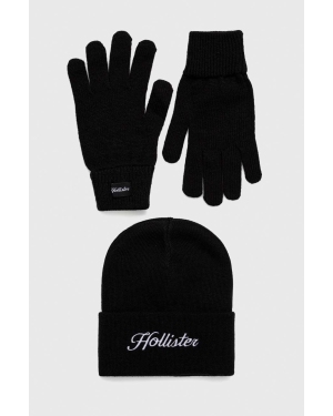 Hollister Co. czapka i rękawiczki kolor czarny