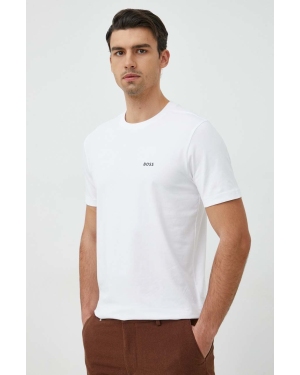 BOSS t-shirt BOSS GREEN męski kolor biały z aplikacją