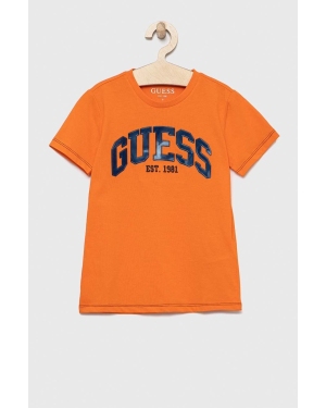 Guess t-shirt dziecięcy kolor pomarańczowy melanżowy