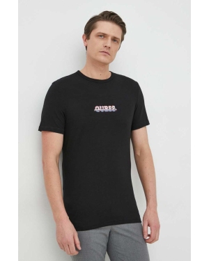 Guess t-shirt męski kolor czarny z aplikacją