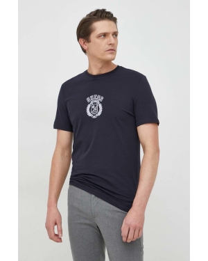 Guess t-shirt męski kolor granatowy z aplikacją