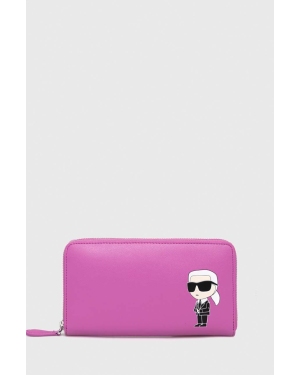 Karl Lagerfeld portfel skórzany kolor różowy