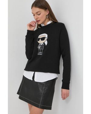 Karl Lagerfeld bluza damska kolor czarny z aplikacją