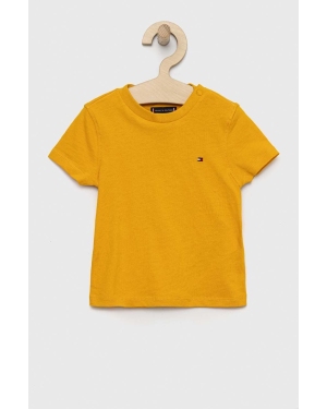 Tommy Hilfiger t-shirt bawełniany dziecięcy kolor pomarańczowy gładki